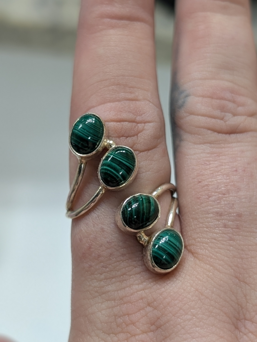 Green Malachite Natural Gemstone Ring - Women Jewelry